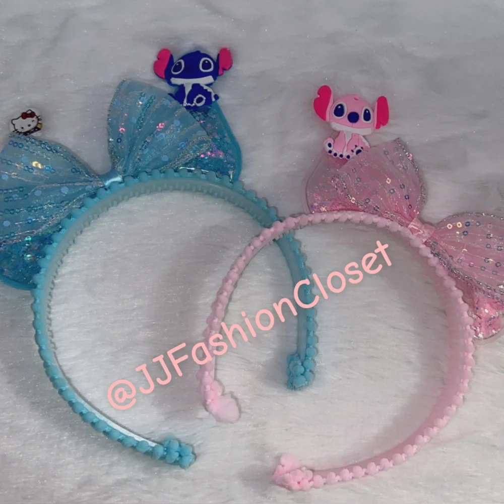 Angel and Stitch Blue and Pink Headbands